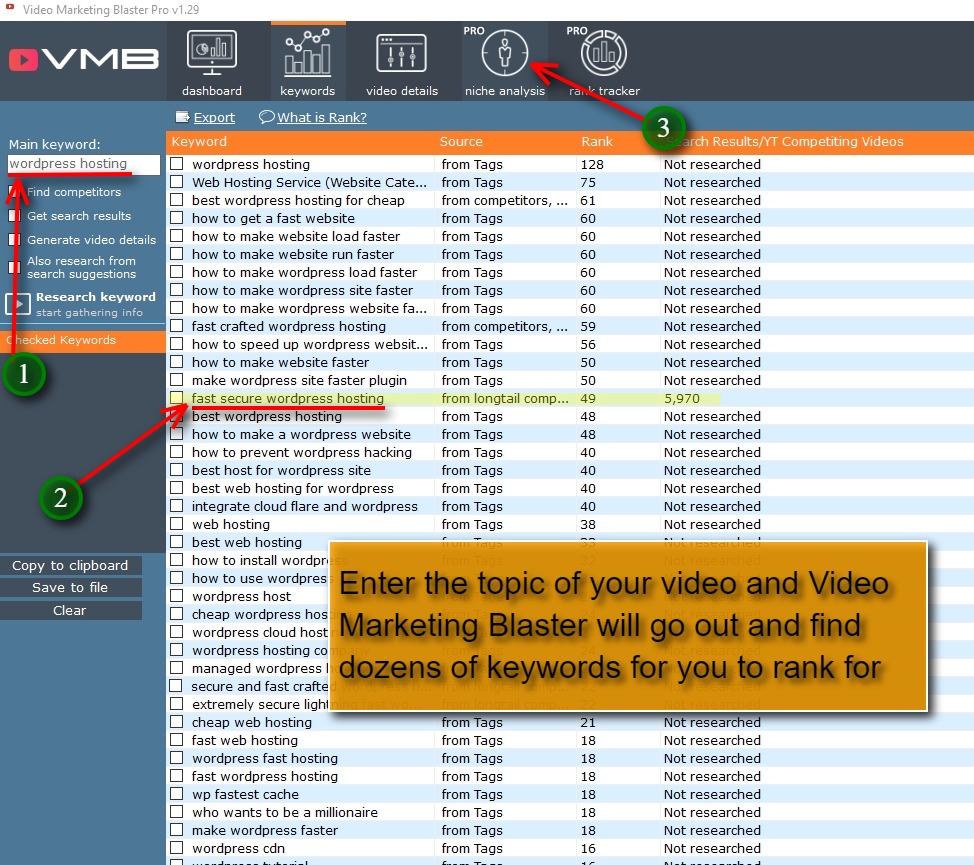 video marketing blaster keyword finder tool