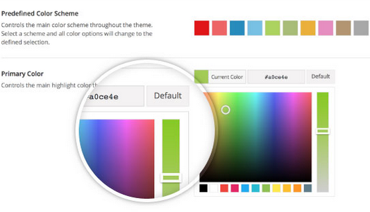 Unlimited color customization in the Avada theme