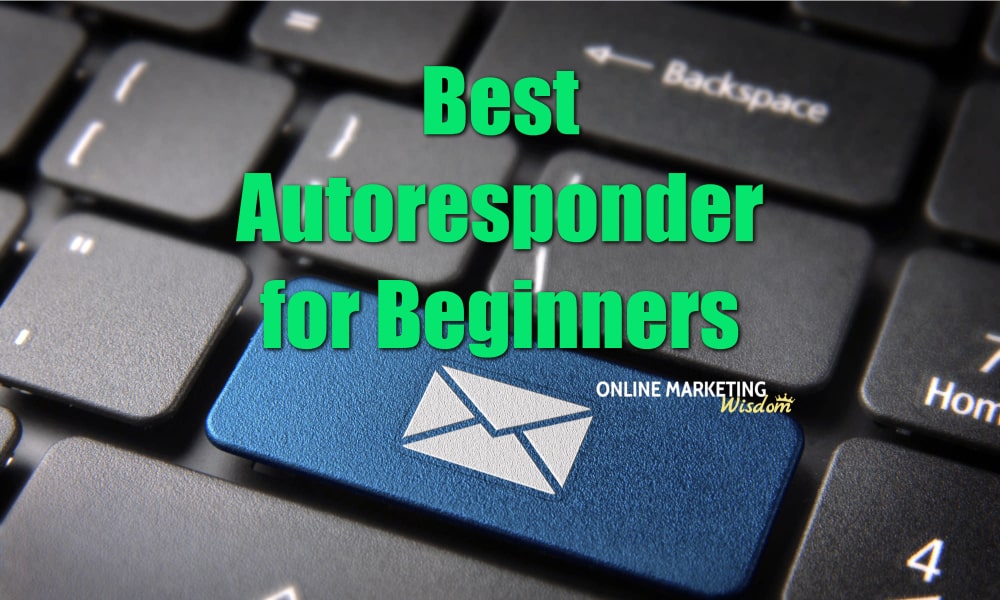 featured image for the best autoresponder for beginners article showing a keyboard with a blue email button