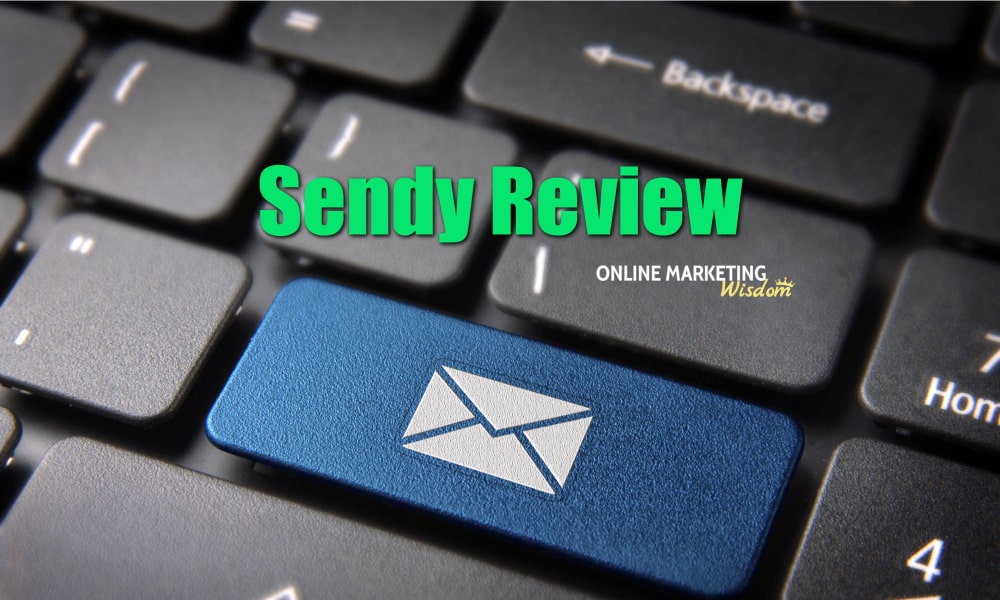 featured image for the Sendy Review article showing a keyboard with a blue email button