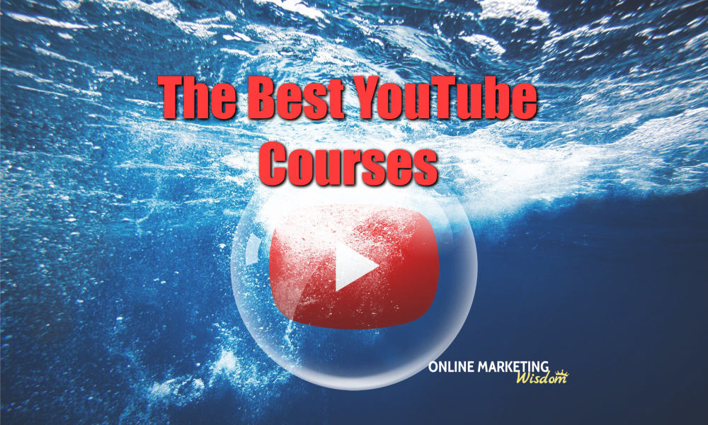 featured image for the best YouTube courses article showing a YouTube play button in a bubble under the water