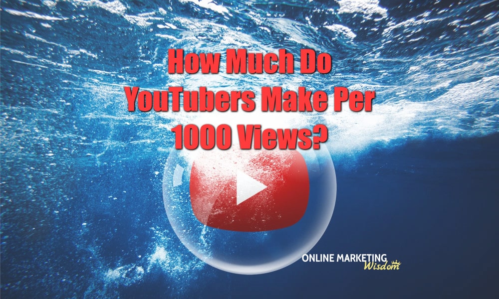 Featured image for the article on how much youtubers make per 1000 views showing the YouTube logo in a bubble under the water