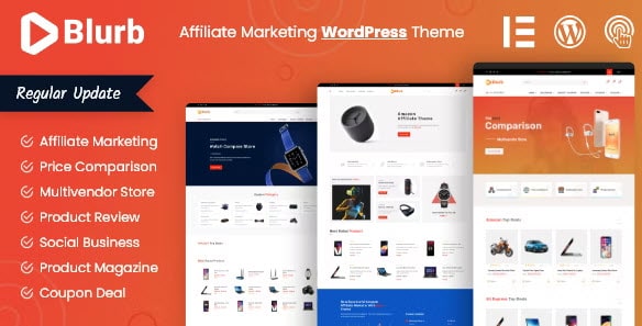 The homepage of the Blurb affiliate marketing theme