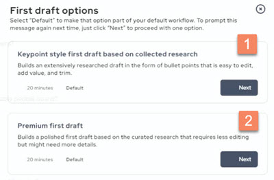 There are 2 options for creating a first draft